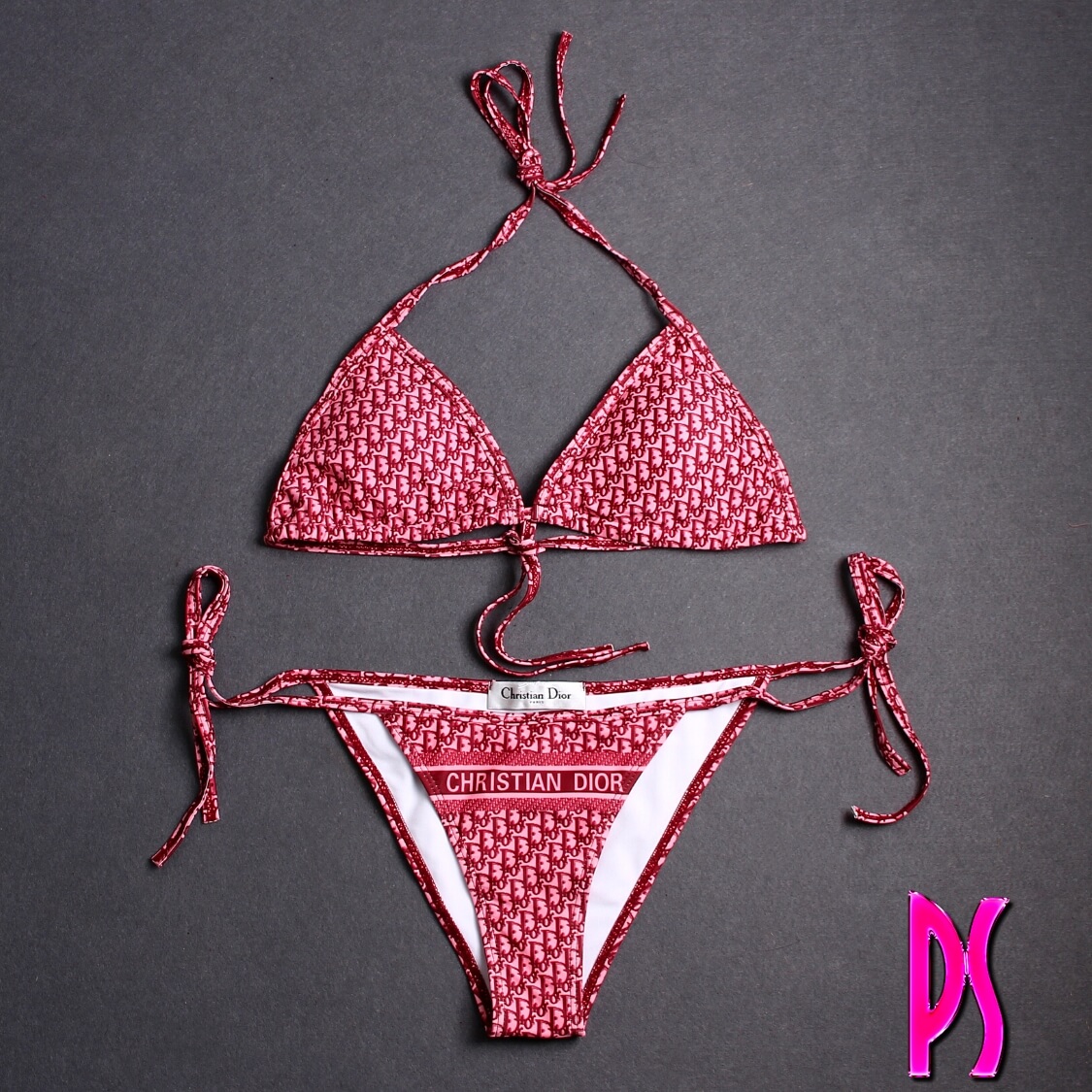 Christian Dior Monogram Bikini Burgundy