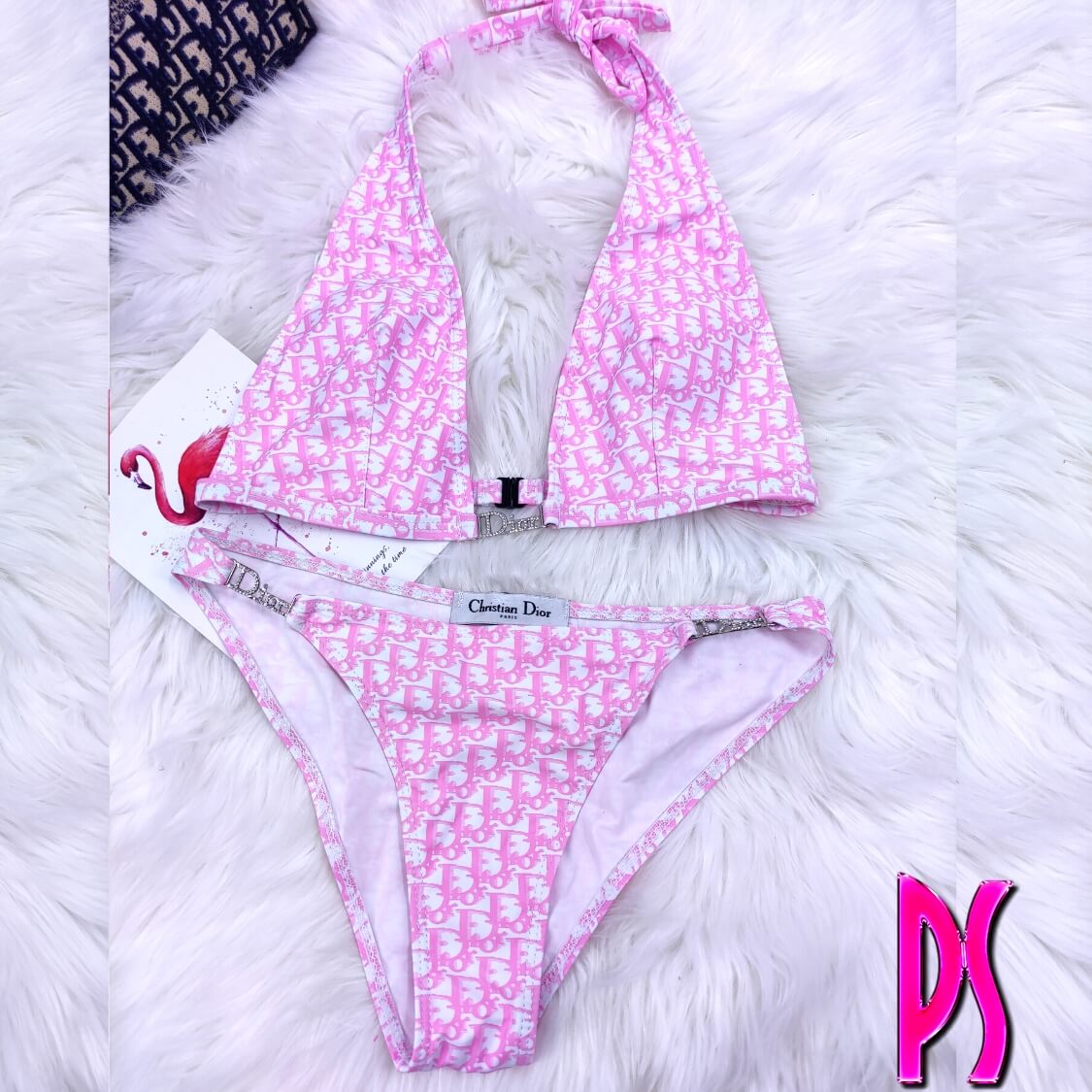 Christian Dior Halter Bikini Pink