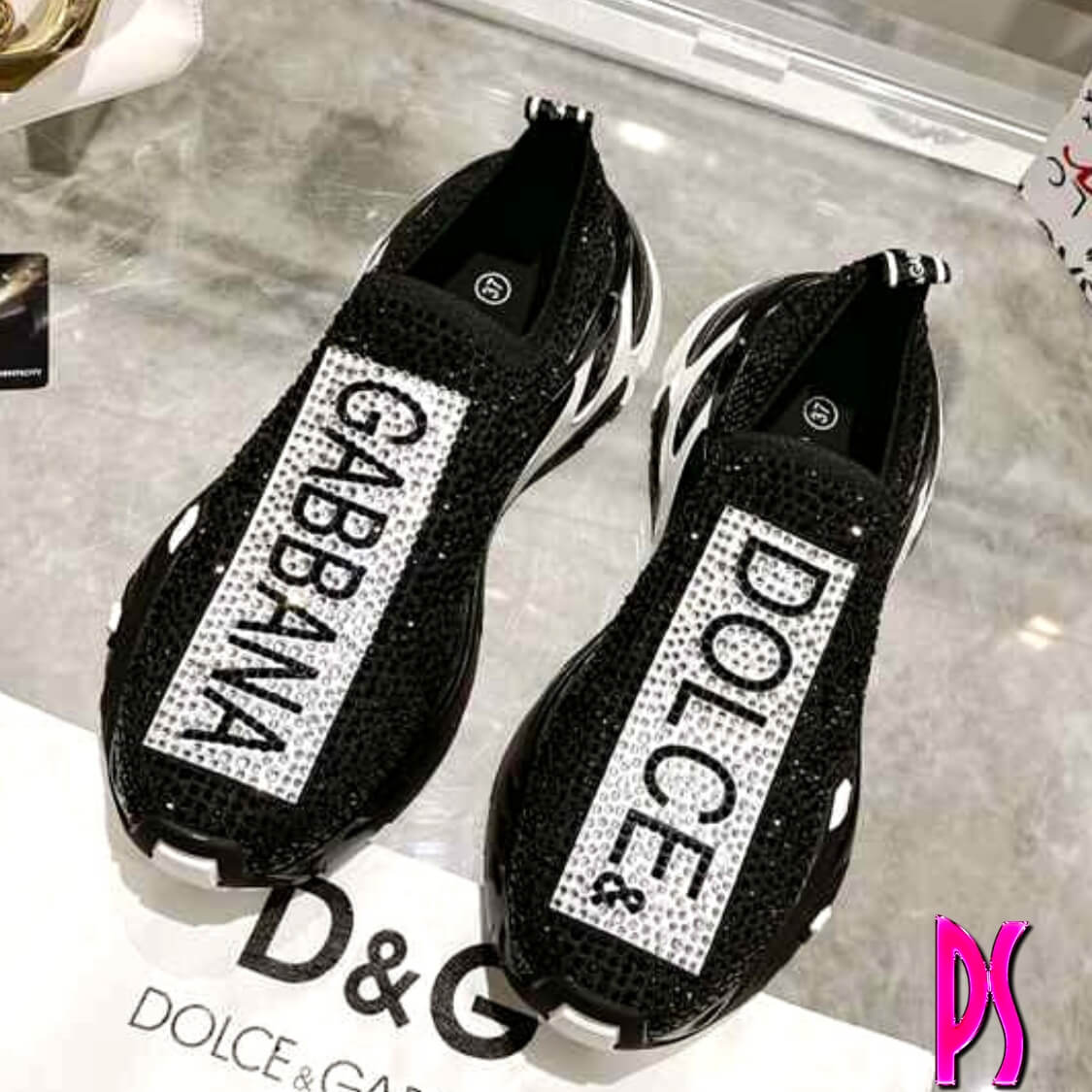 Crystal Slip On Sneakers Black