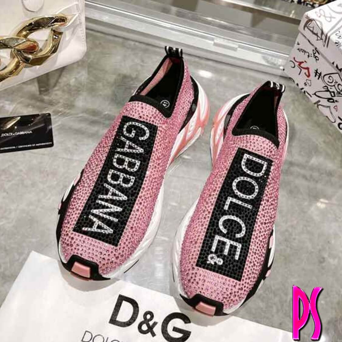 Crystal Slip On Sneakers Pink