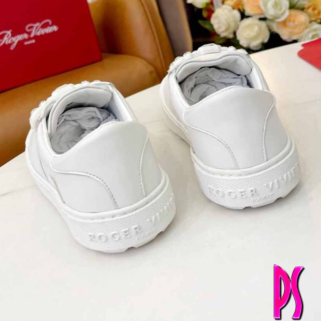 Roger Vivier Embellished Slip-On Sneakers White