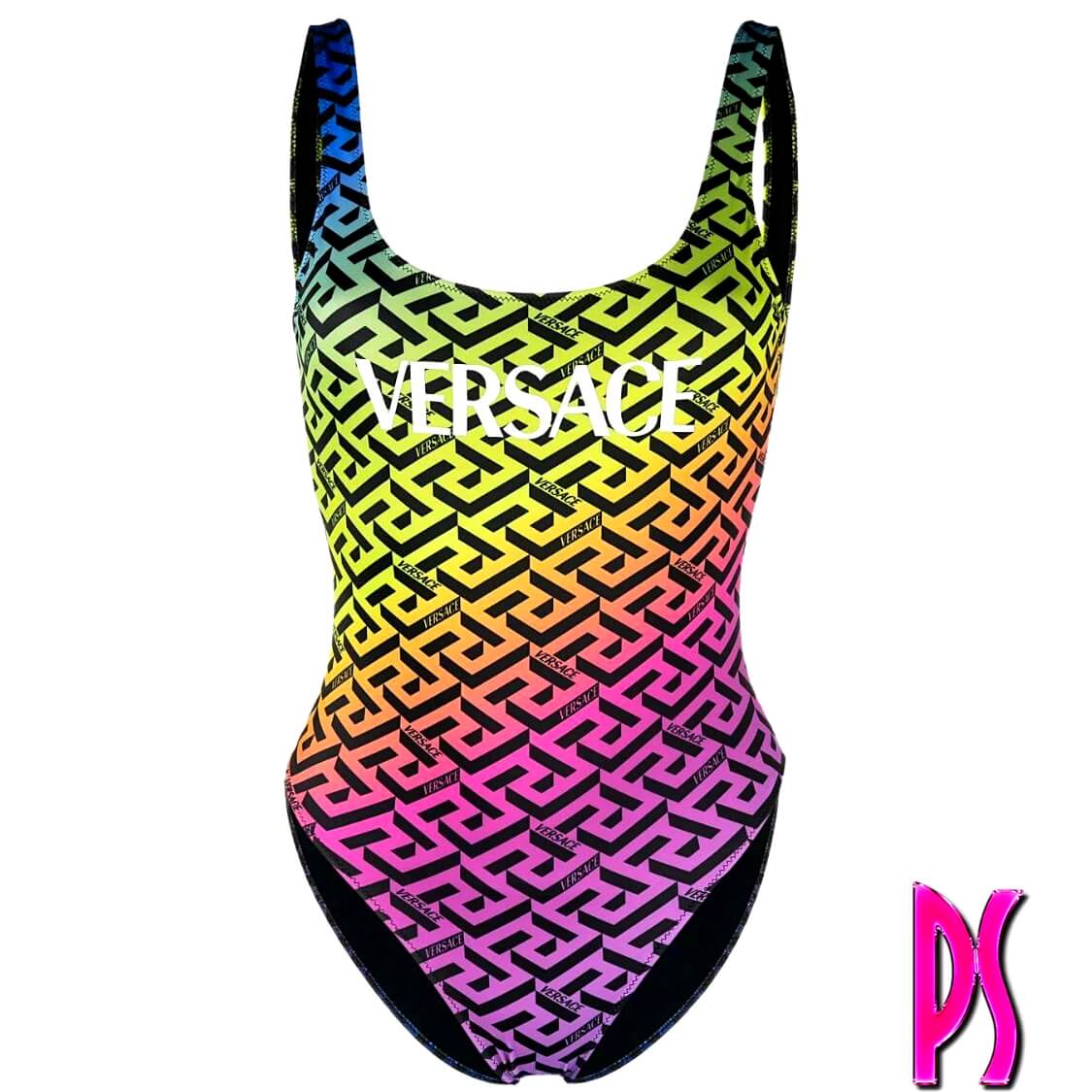 Versace La Greca-Print Swimsuit