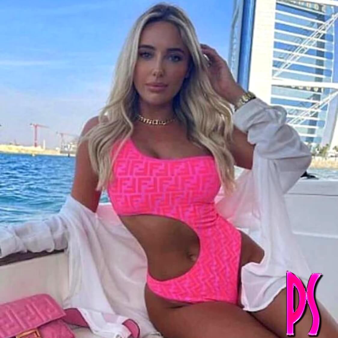 Fendi Cut Out Hot Pink Swimsuit