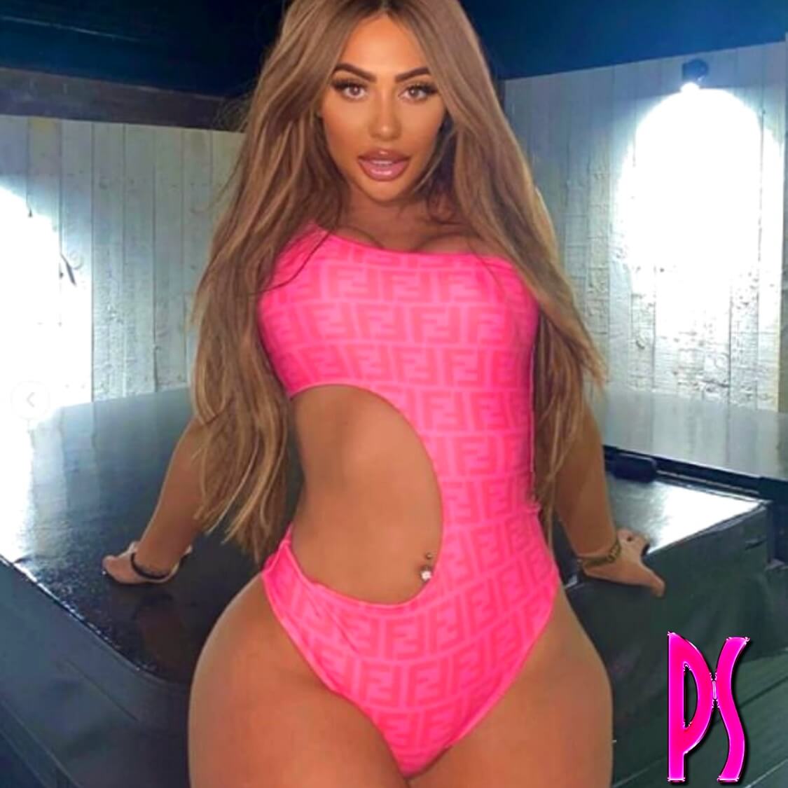 Fendi Cut Out Hot Pink Swimsuit
