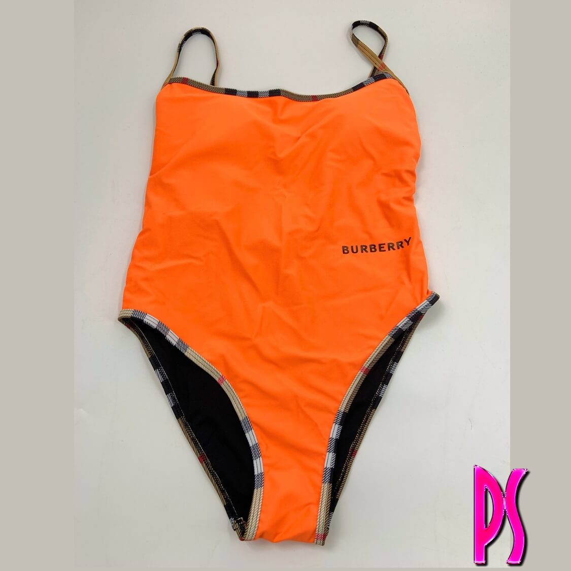 Burberry Plaid Trim Swimsuit 