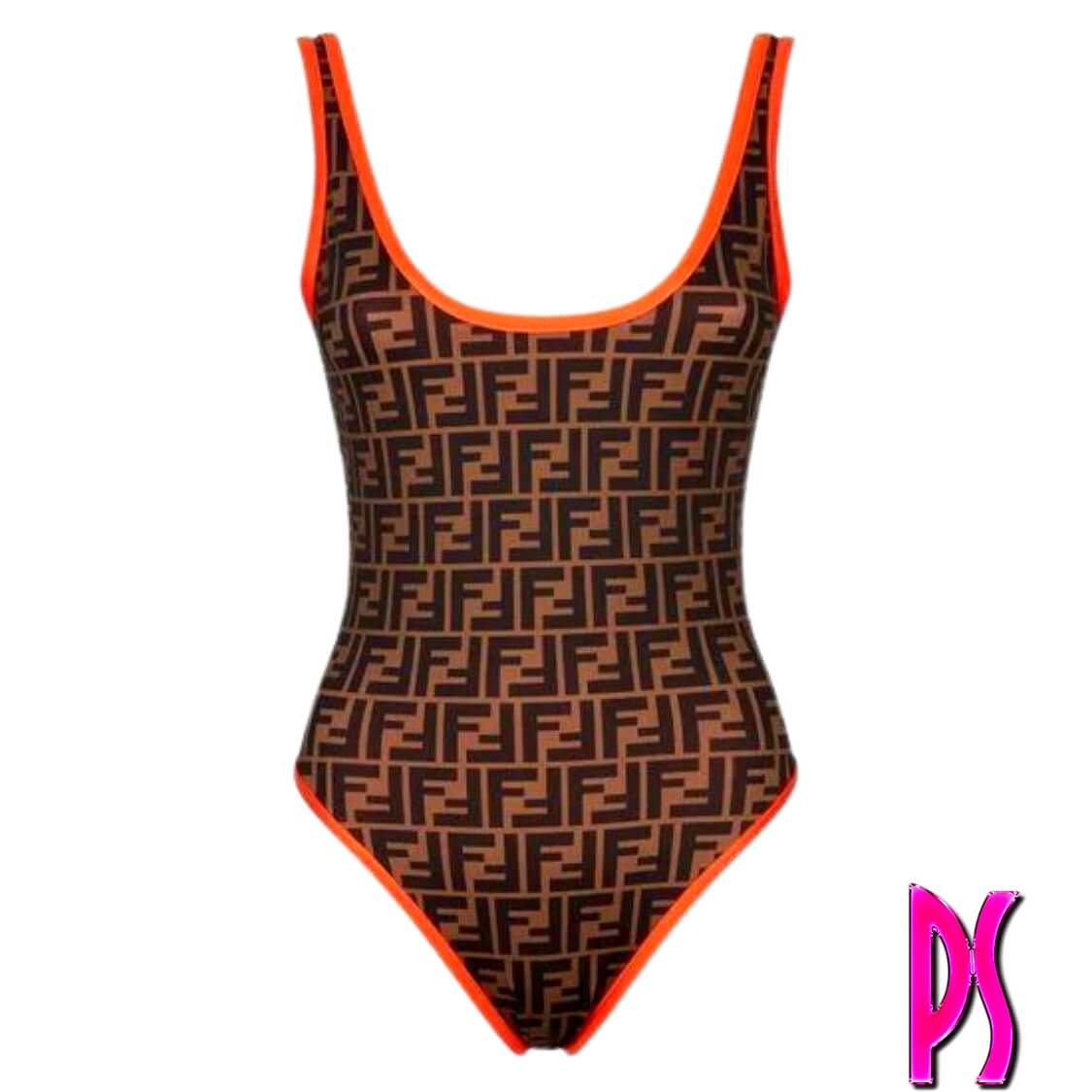 Fendi Red Trim Swimsuit 