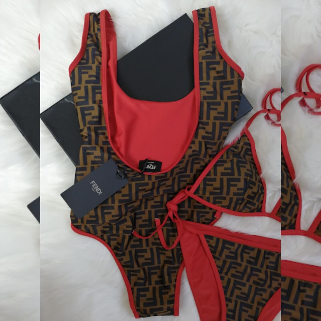 Fendi Red Trim Swimsuit