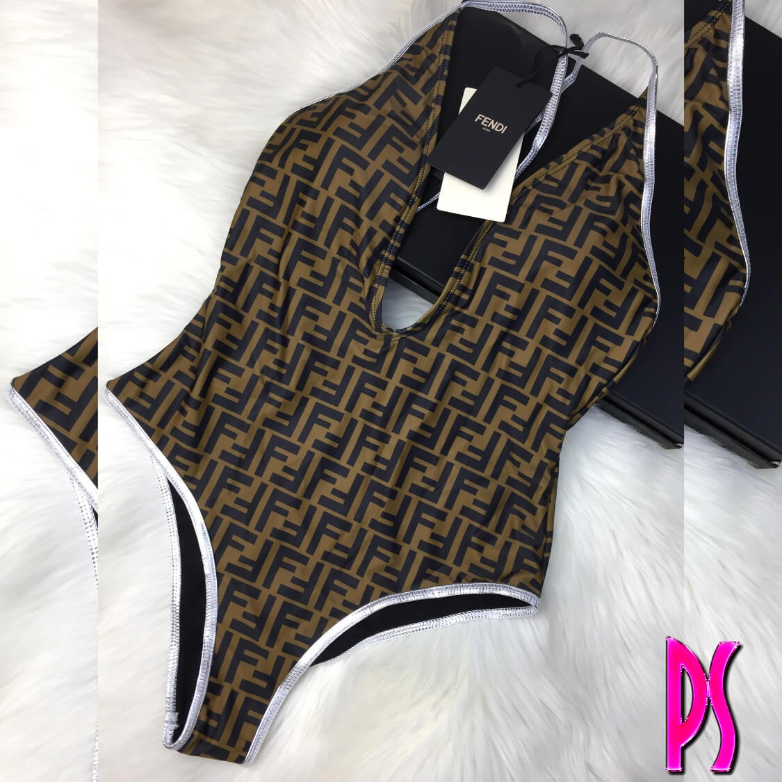 Fendi Silver Trim Swimsuit
