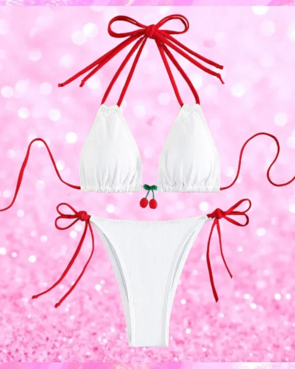 Cherry Detail Two Piece Bikini Set