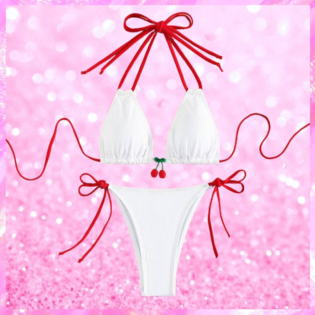 Cherry Detail Two Piece Bikini Set