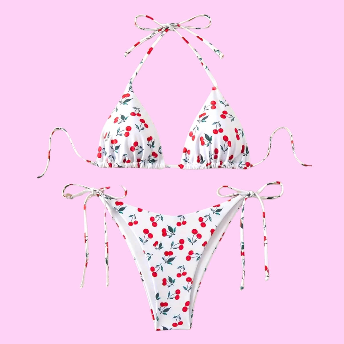 Cherry Print Two Piece Bikini Set