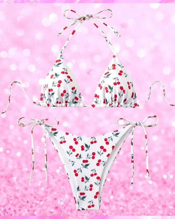 Cherry Print Two Piece Bikini Set