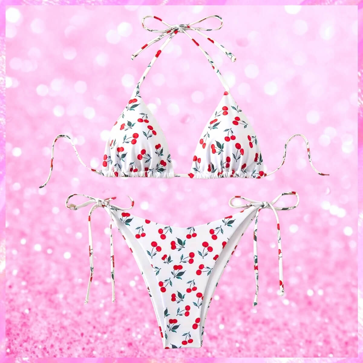Cherry Print Two Piece Bikini Set