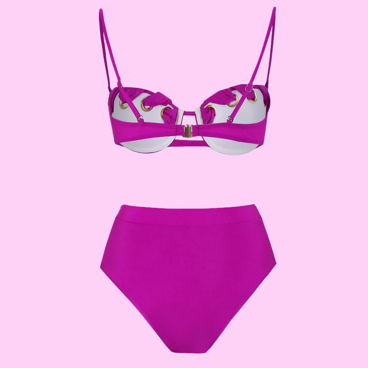 Eyelet Balconette Push Up Bra Bikini Set