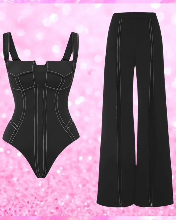 Front Split Pants & One Piece Swimsuit