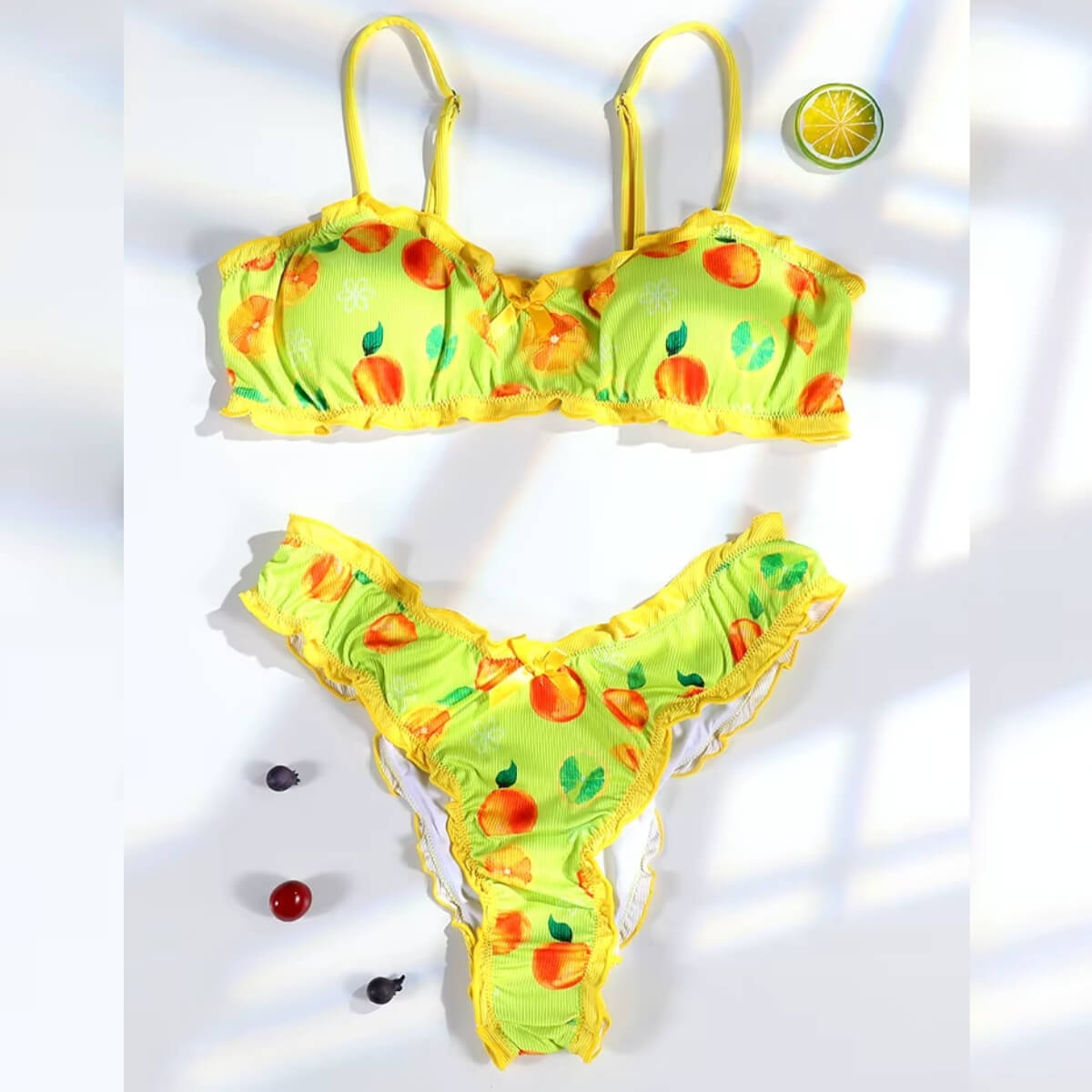 Orange Print 2 Piece Bikini Set 