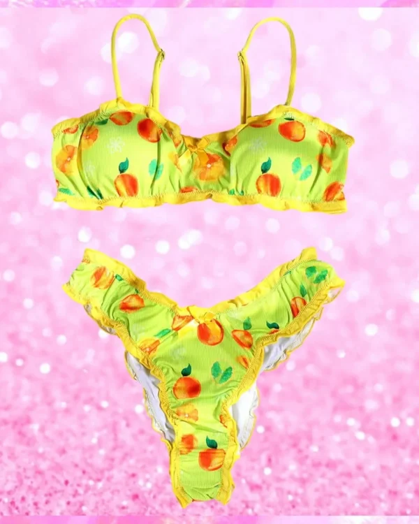 Orange Print 2 Piece Bikini Set