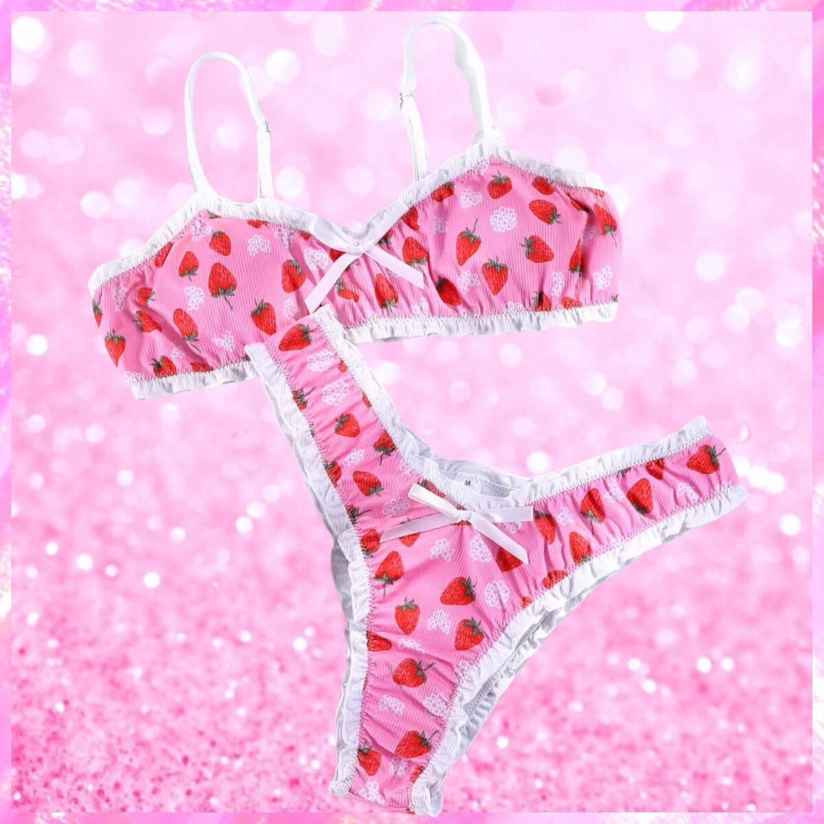 Pink Sugar Strawberry Print 2 Piece Bikini Set