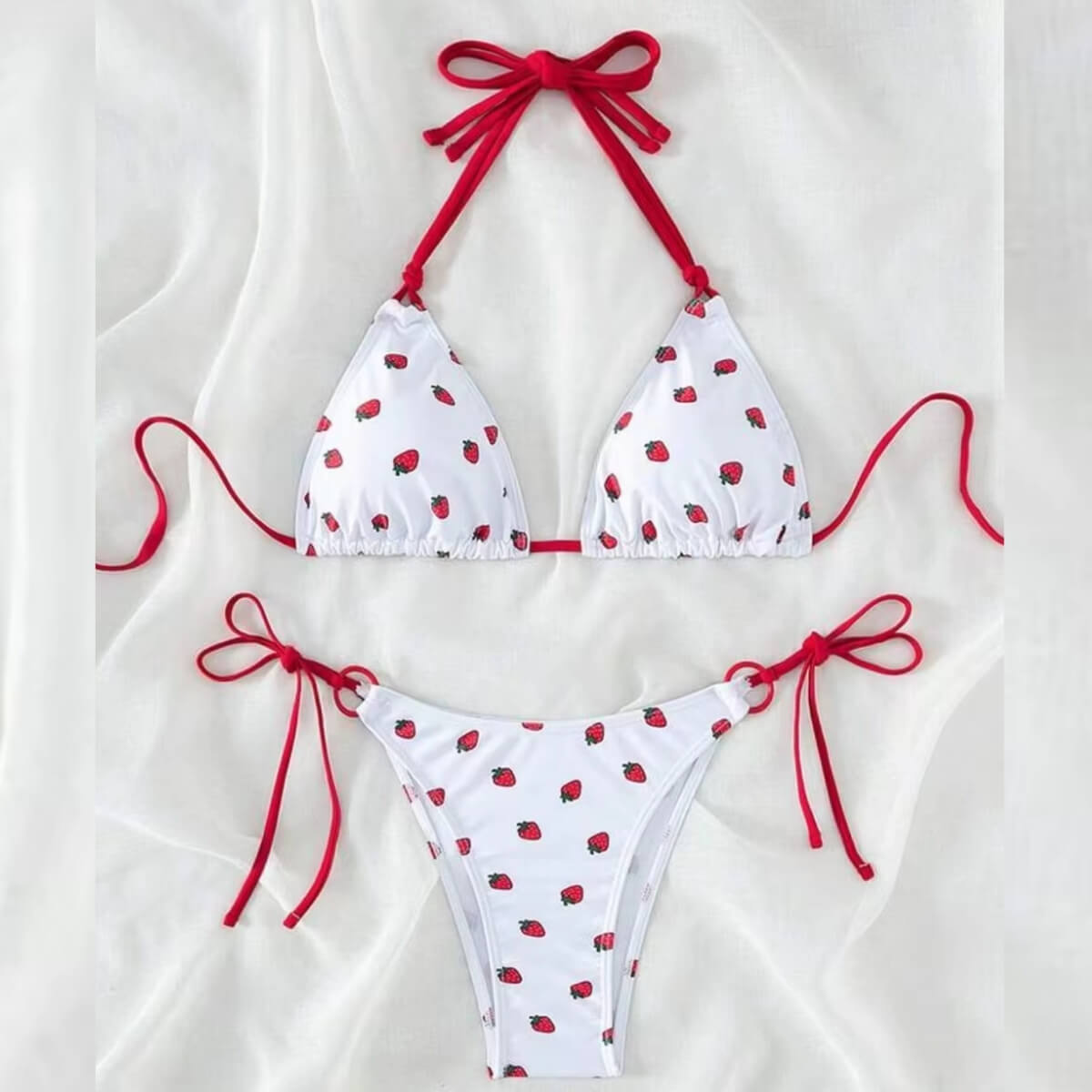 Strawberry Print Two Piece Bikini Set