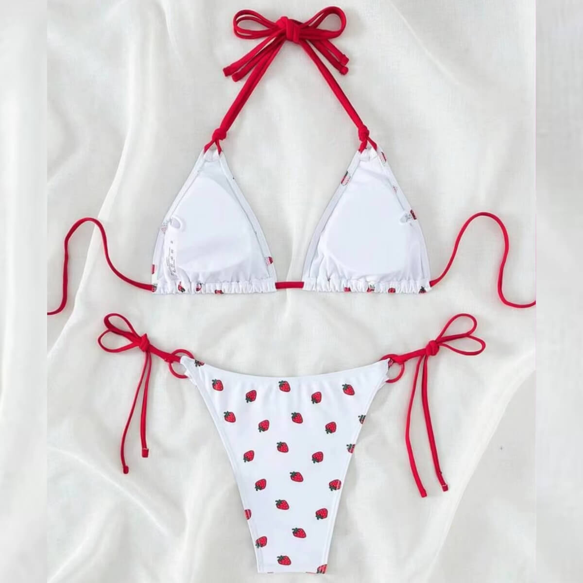 Strawberry Print Two Piece Bikini Set