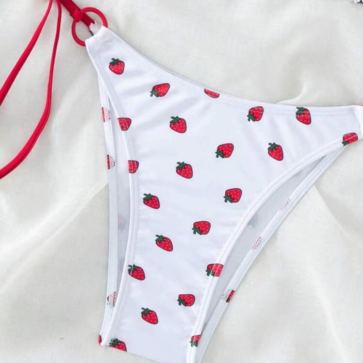 Strawberry Print Two Piece Bikini Set