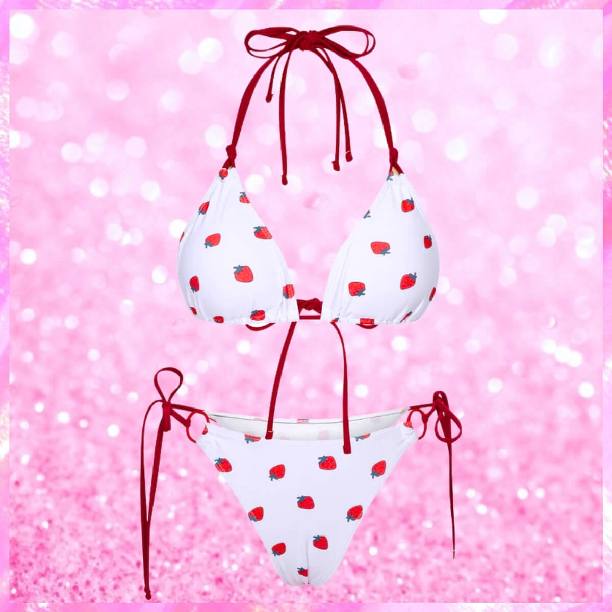 Strawberry Print Two Piece Bikini Set