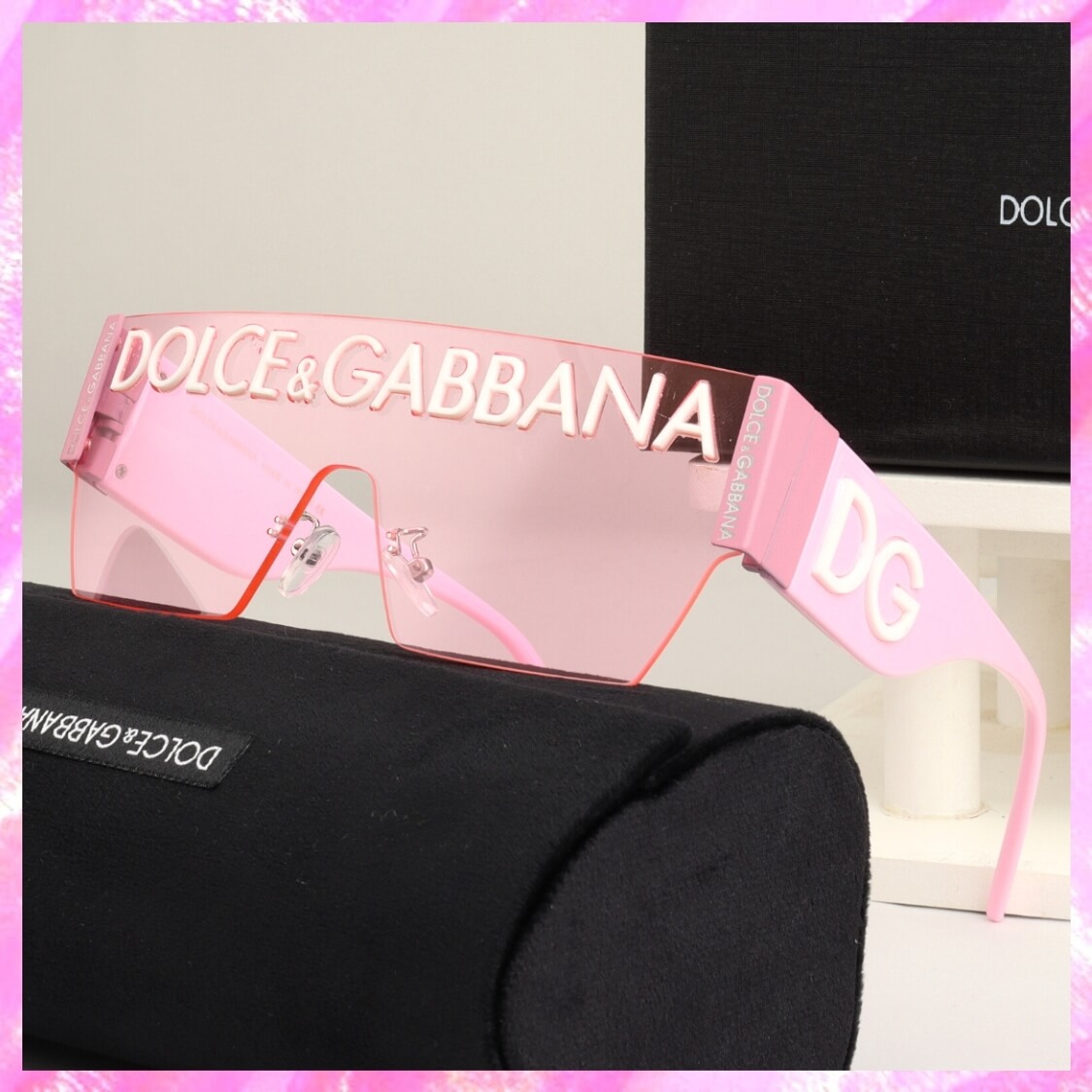 Monogram Logo Shield UV Sunglasses Pink