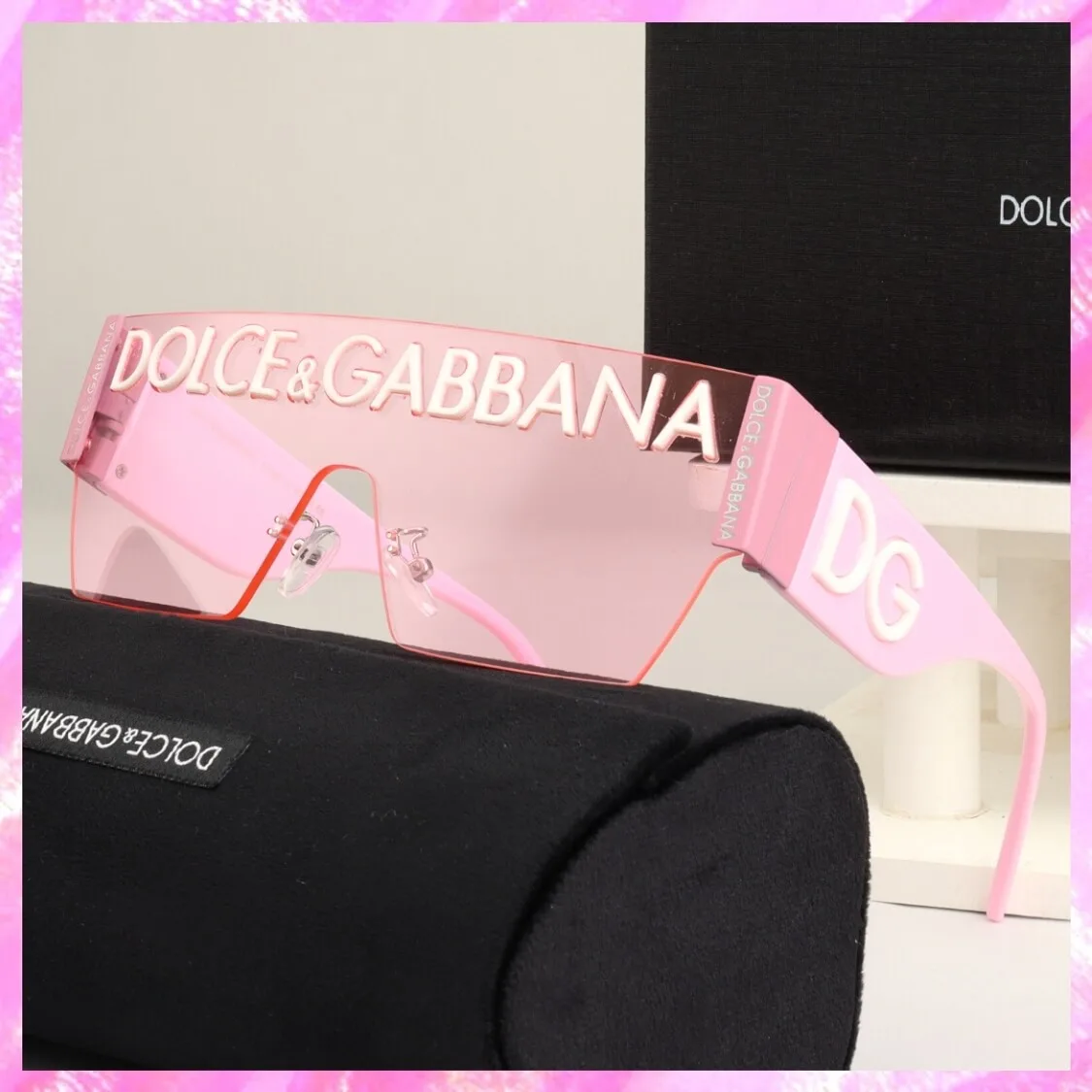 Monogram Logo Shield UV Sunglasses Pink