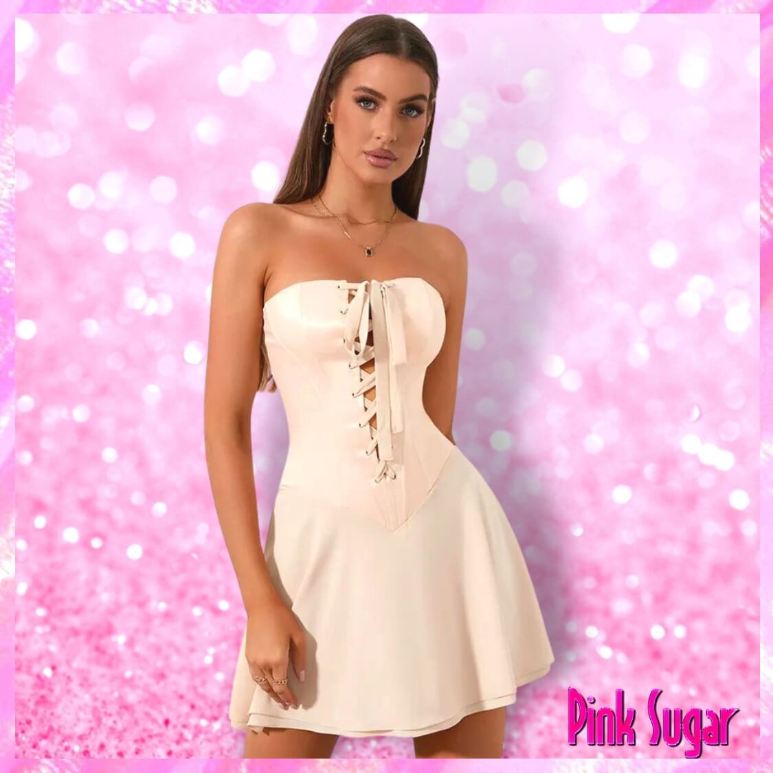 Lace Up Boning Corset Dress
