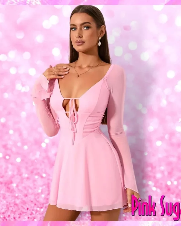 Tie Front Mesh Dress