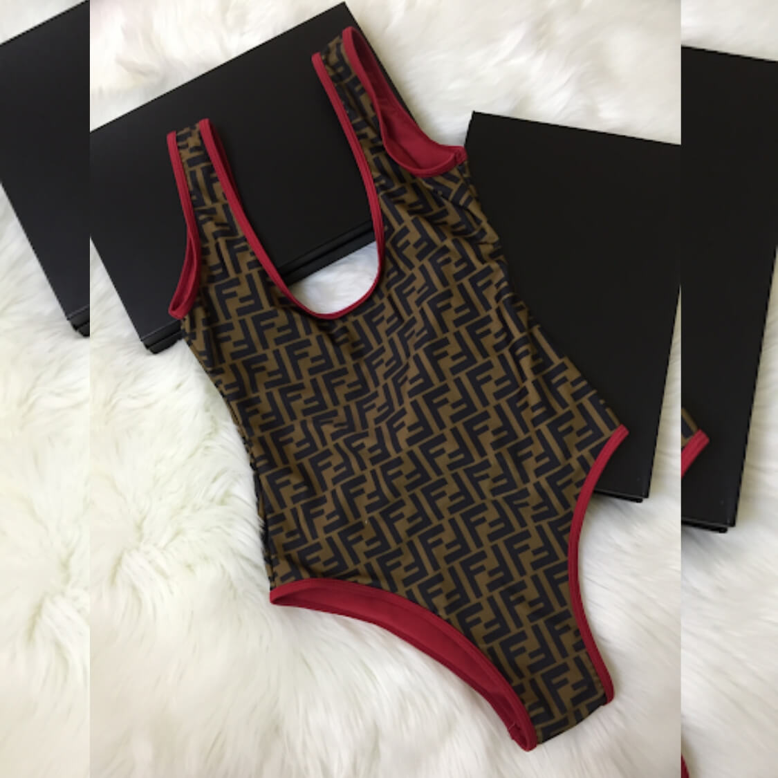 Fendi Red Trim Swimsuit 