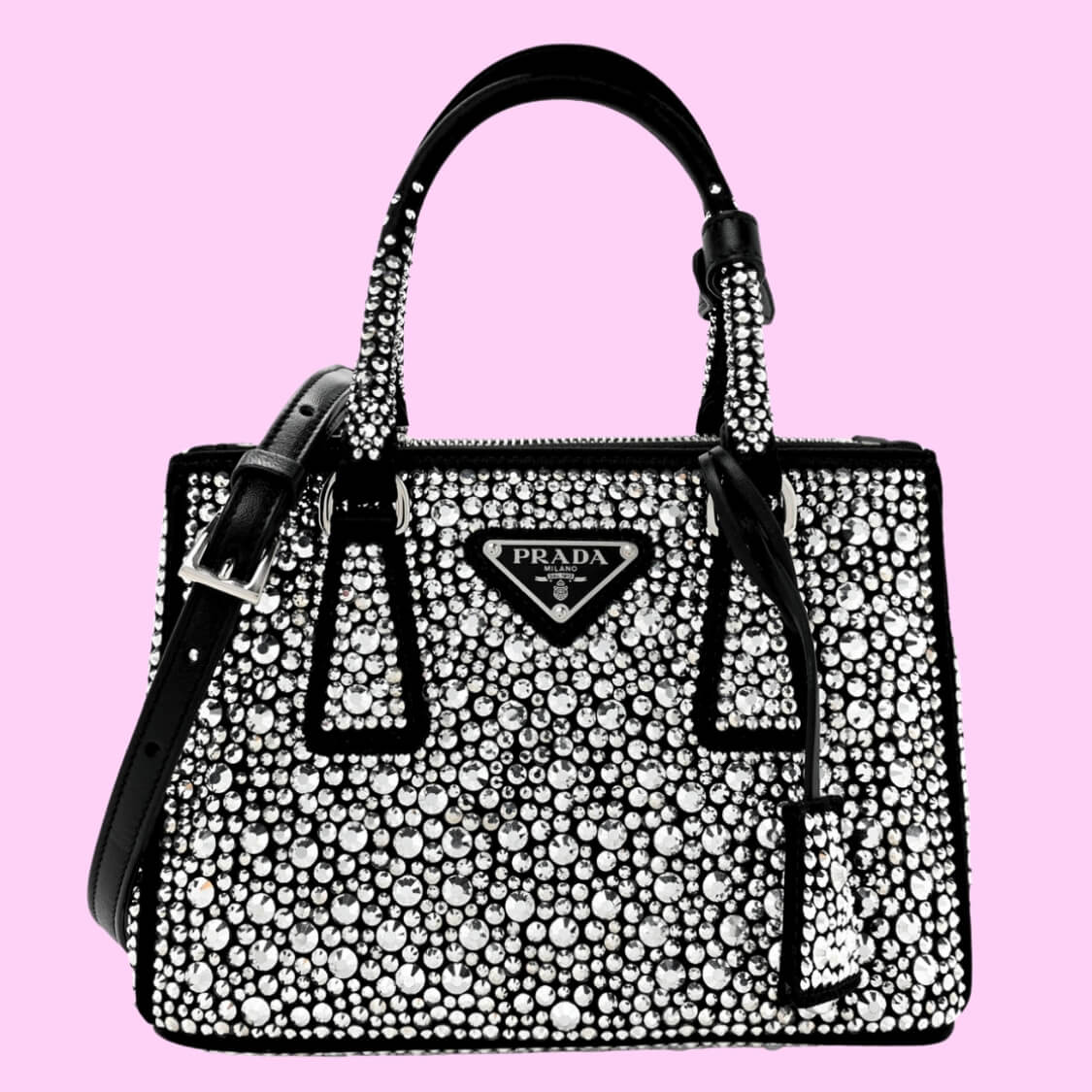 Crystal Mini Double Zip Tote Handbag