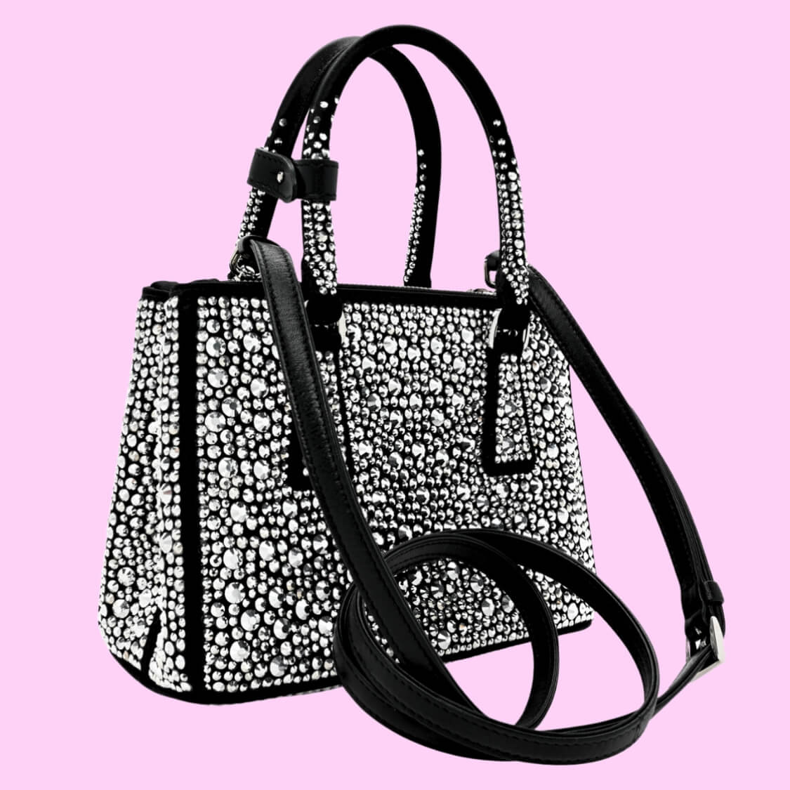 Crystal Mini Double Zip Tote Handbag