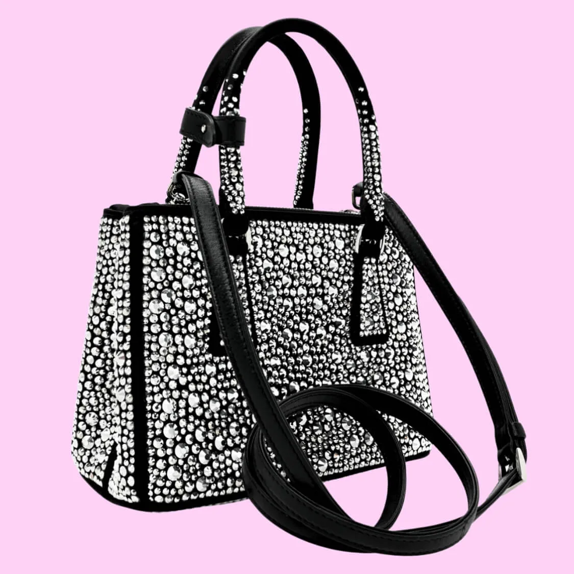 Crystal Mini Double Zip Tote Handbag