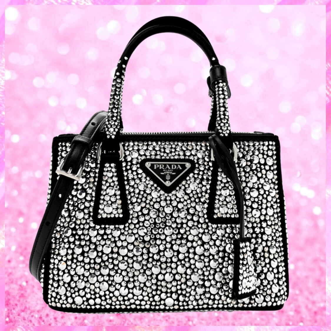 Crystal Mini Double Zip Tote Handbag