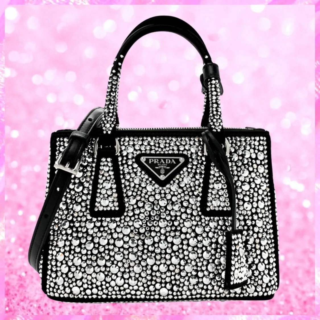 Crystal Mini Double Zip Tote Handbag