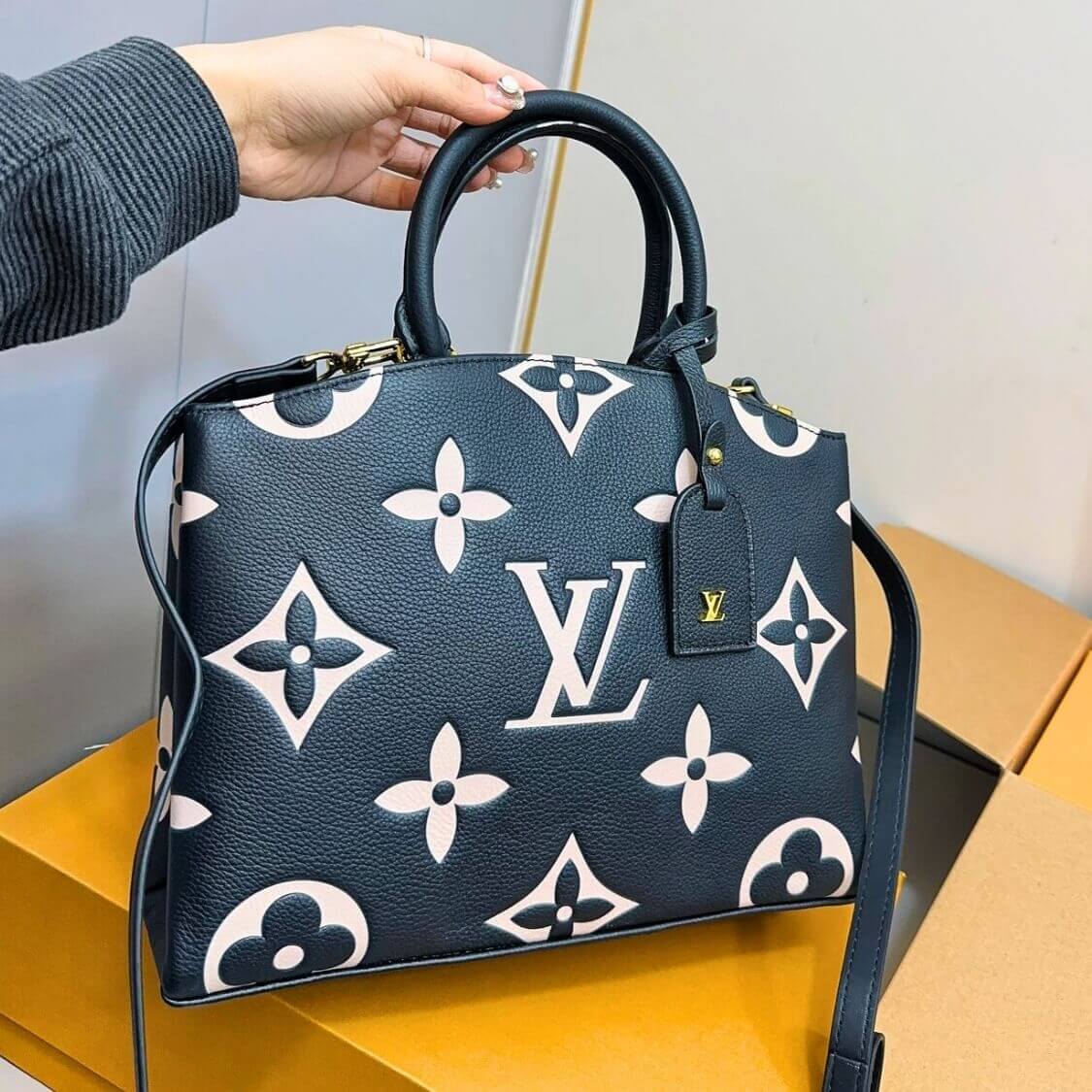 Embossed Handbag In Black