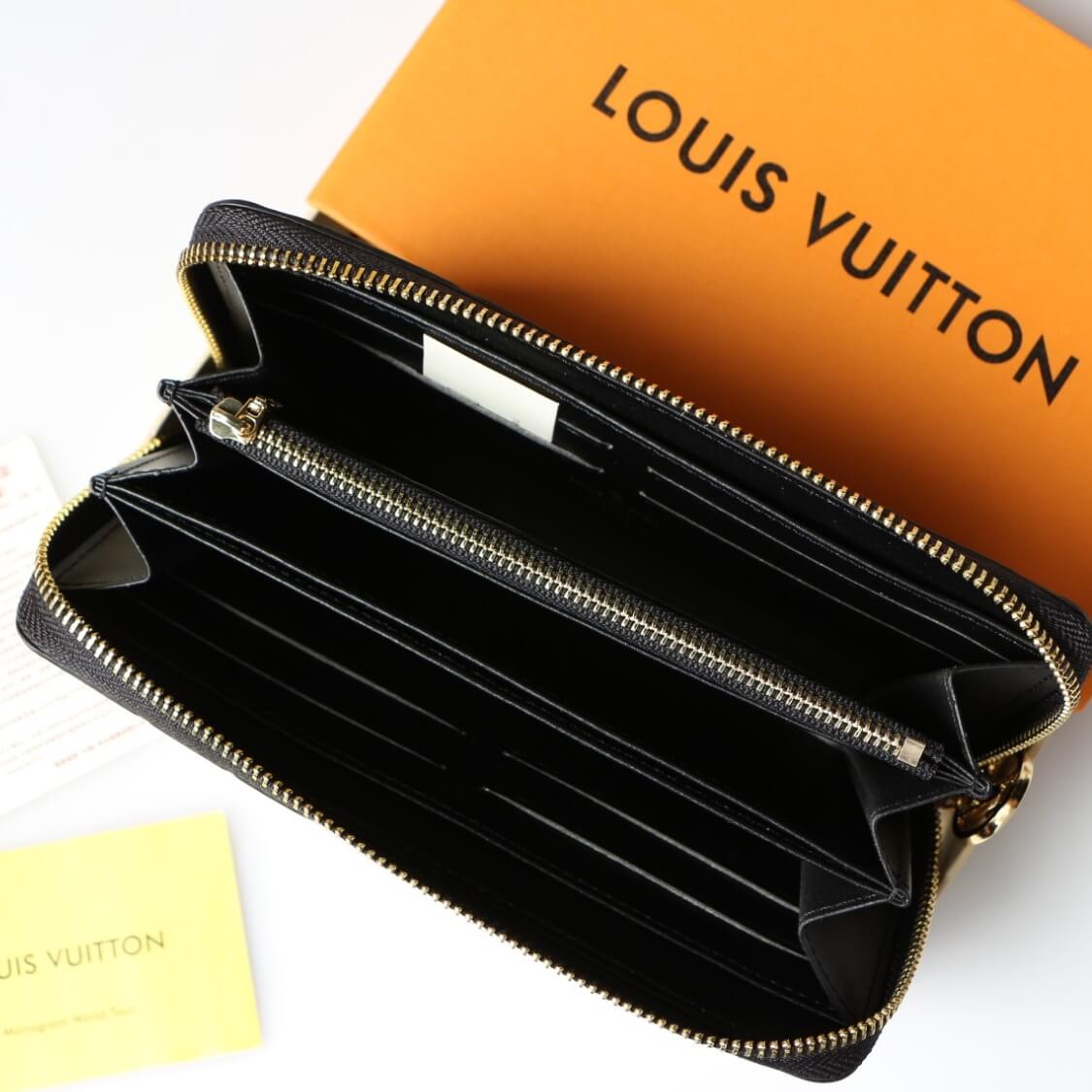 Embossed Zip Around Wallet In Black