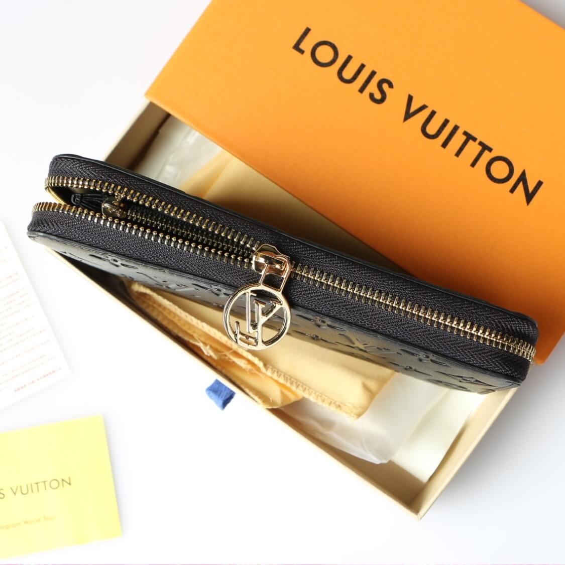 Embossed Zip Around Wallet In Black