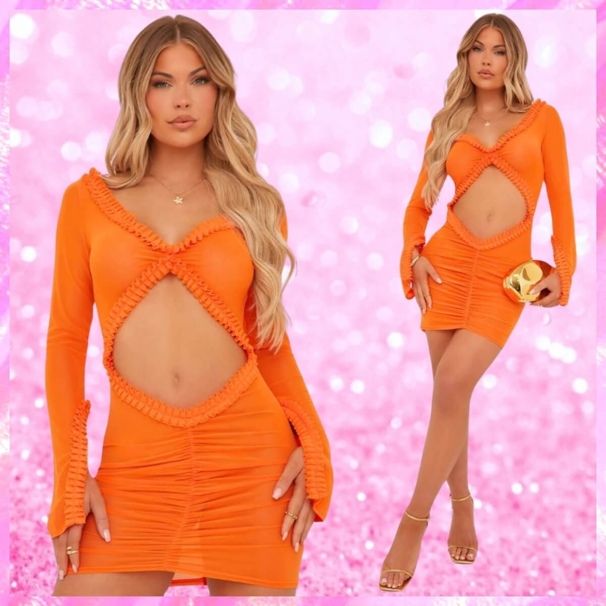 Long Sleeve Open Front Dress