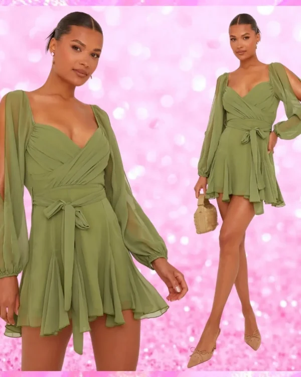 Long Split Sleeve Mini Dress