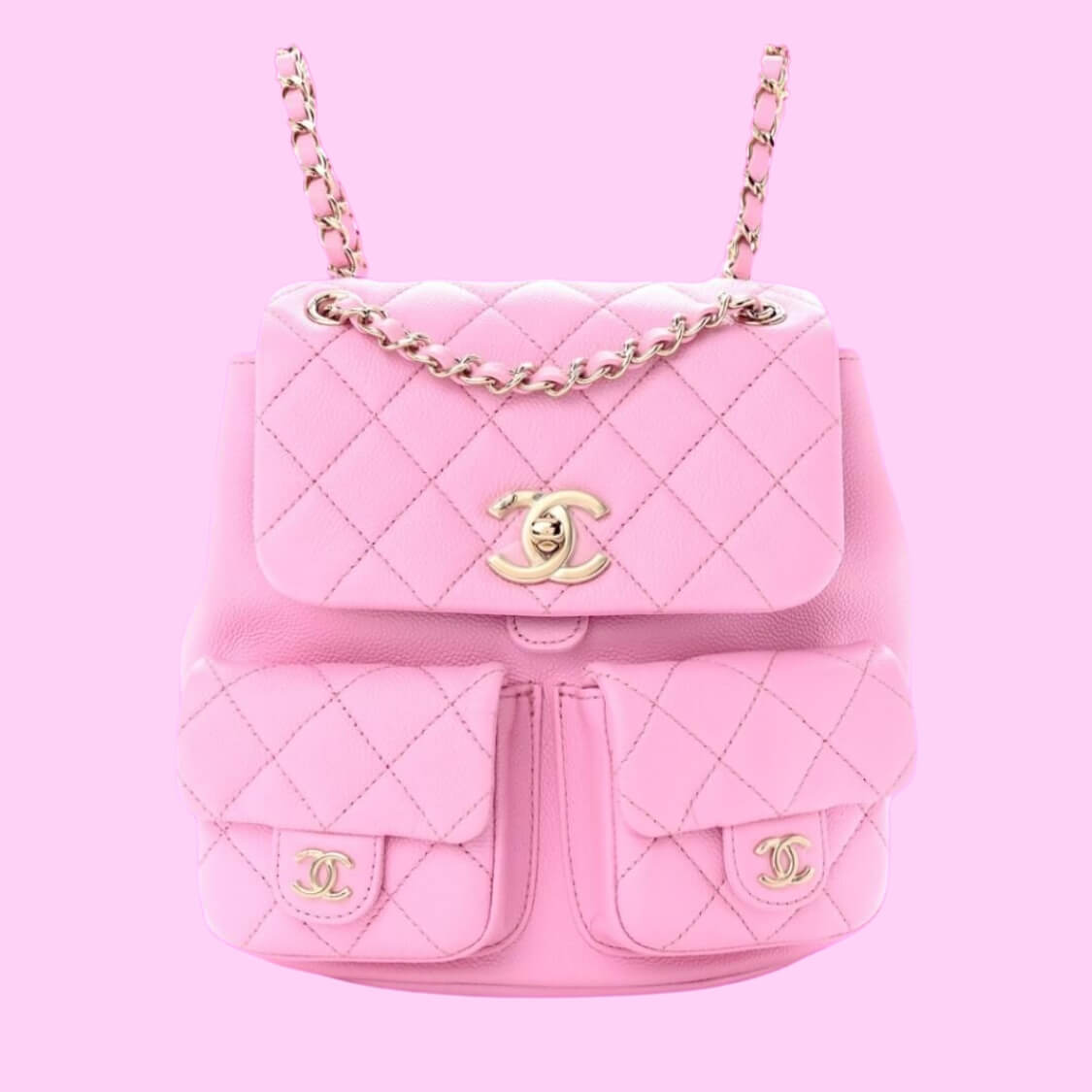Quilted Backpack Purse In Pink