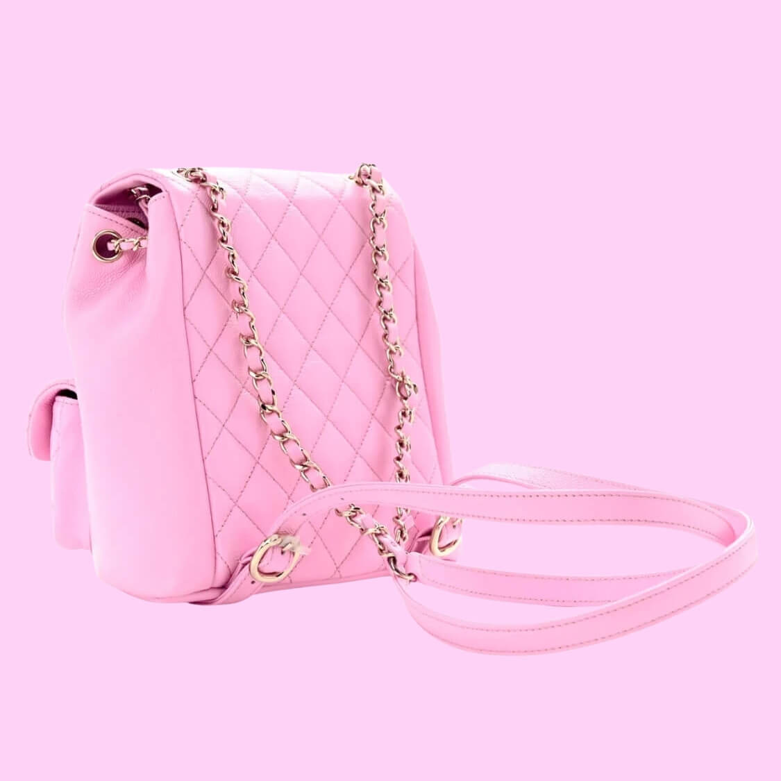 Quilted Backpack Purse In Pink