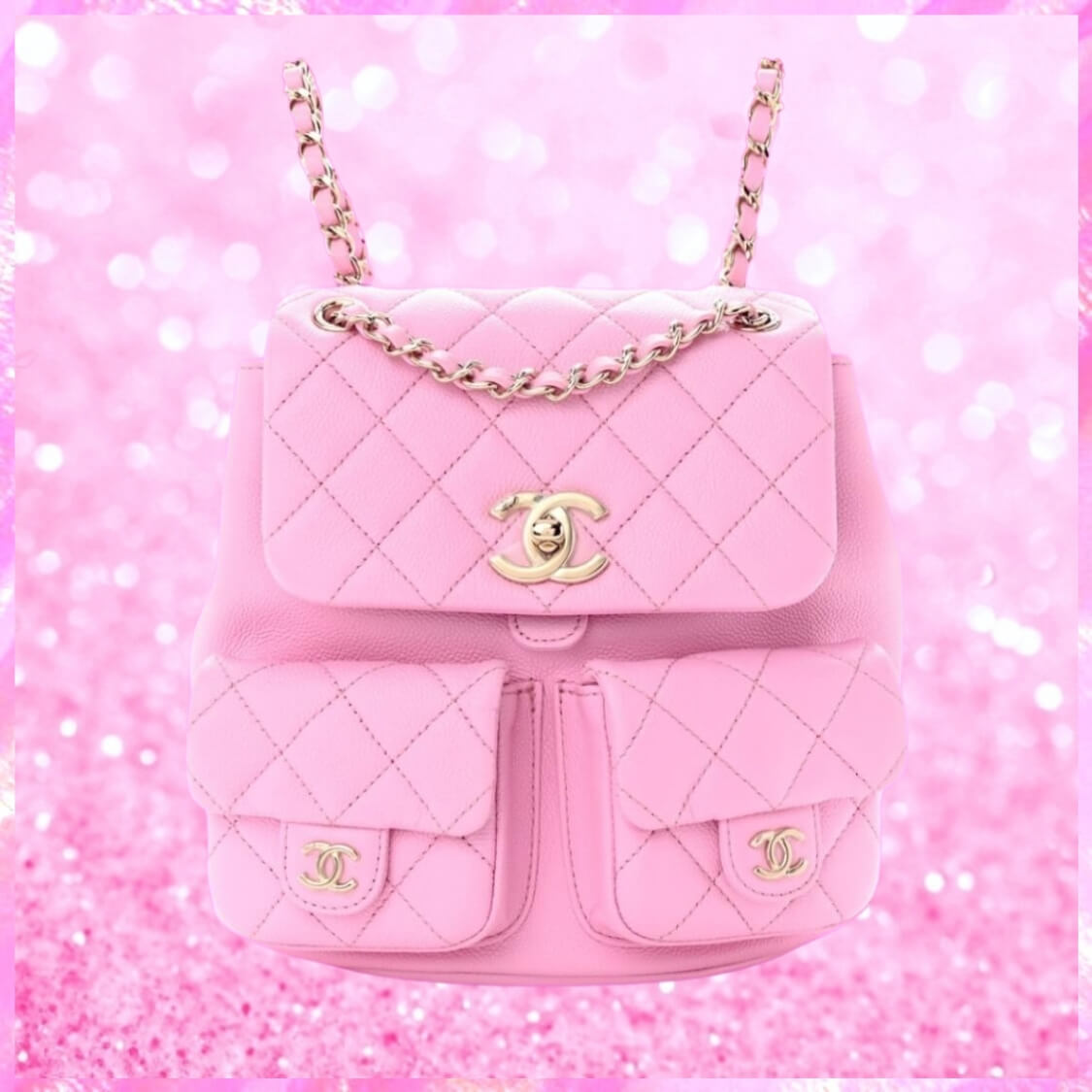 Quilted Backpack Purse In Pink