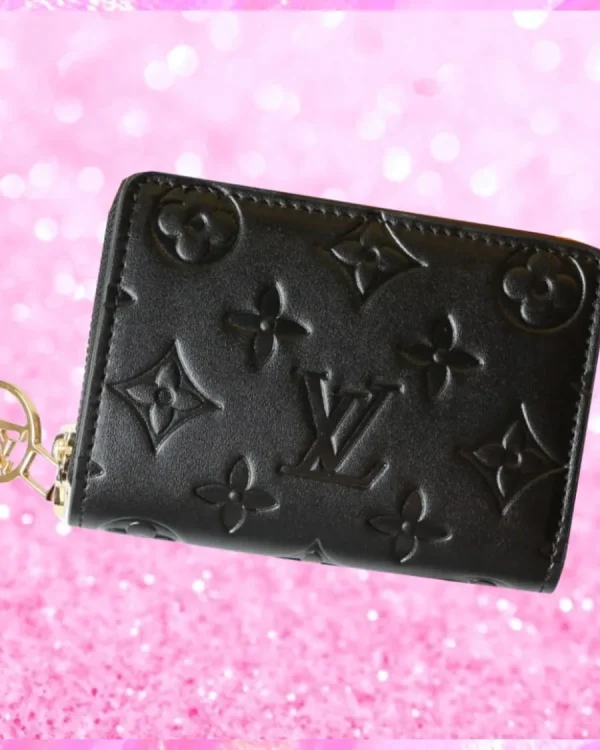 Small Embossed Zip Around Wallet In Black