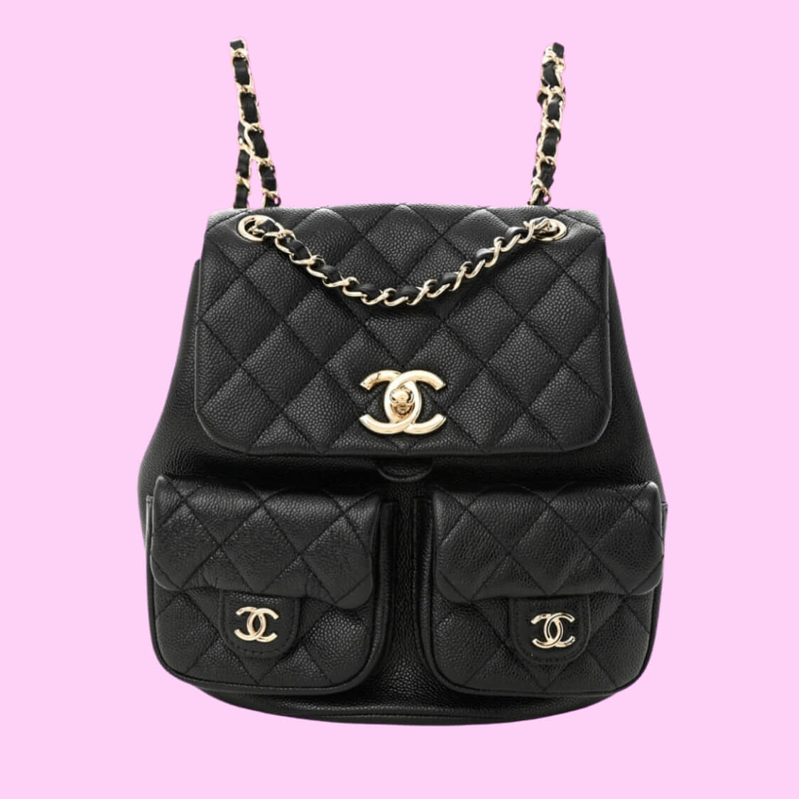 Designer Quilted Backpack Purse In Black