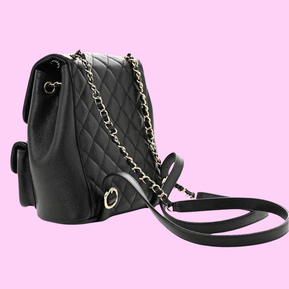 Designer Quilted Backpack Purse In Black