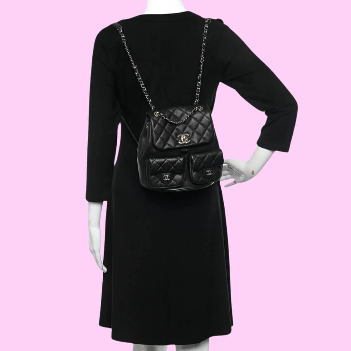 Designer Quilted Backpack Purse In Black