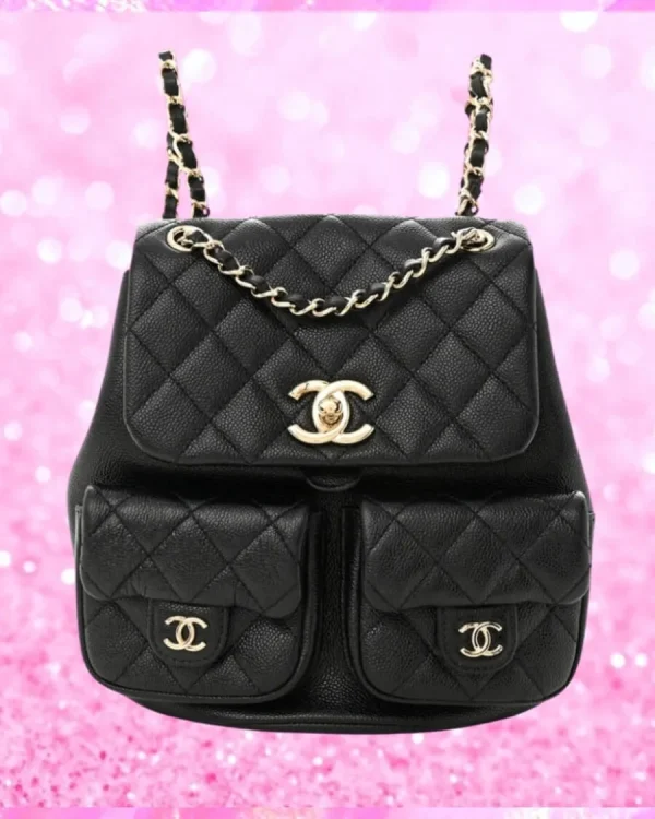 Designer Quilted Backpack Purse In Black