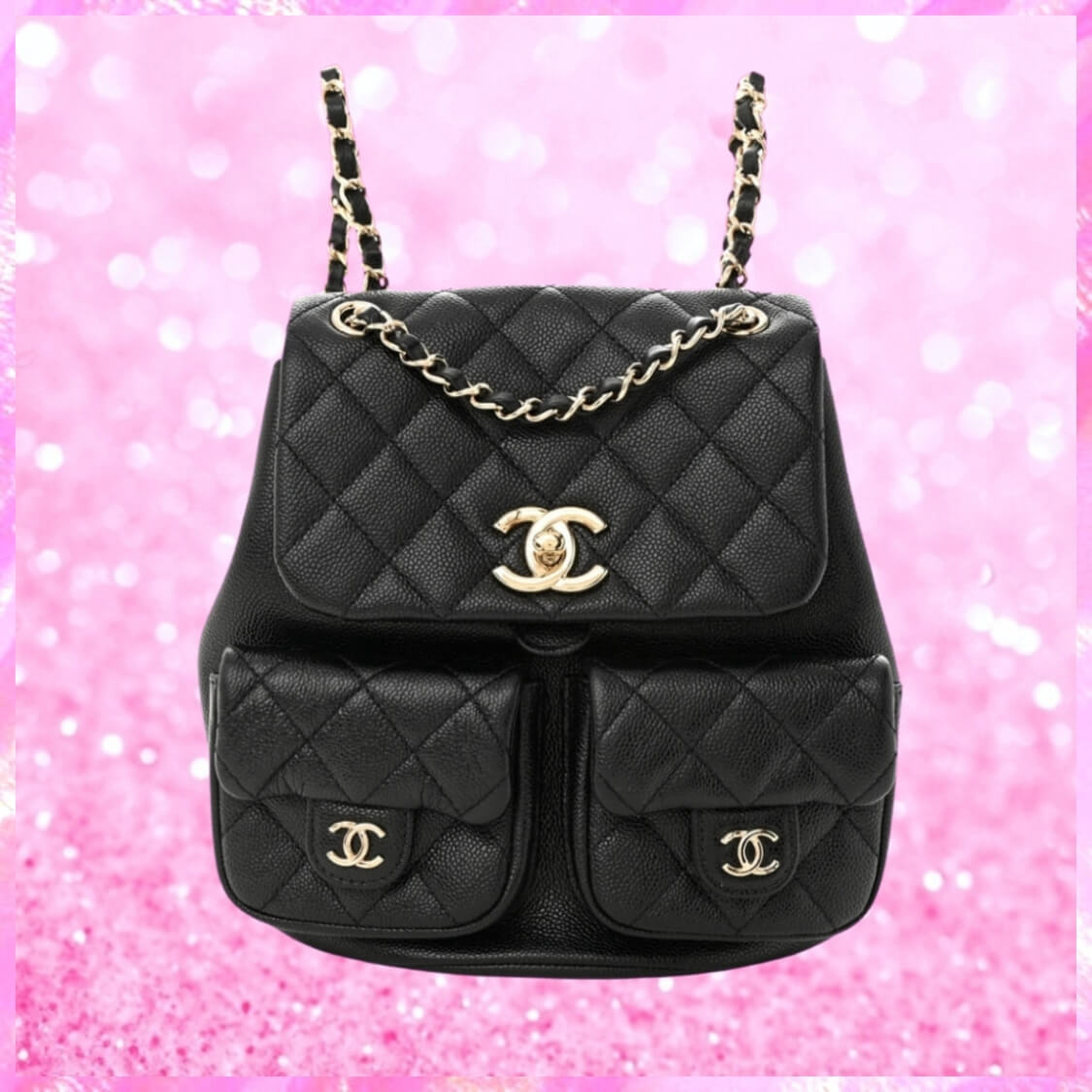 Designer Quilted Backpack Purse In Black
